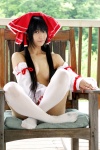 cleavage cosplay detached_sleeves hairbow hakurei_reimu lenfried miko nude thighhighs touhou rating:Questionable score:6 user:nil!