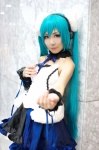 aqua_hair choker corset cosplay hatsune_miku headset hizuki_yuuki miniskirt project_diva_extend skirt twintails vocaloid rating:Safe score:1 user:nil!