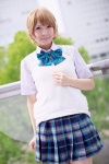 blonde_hair blouse bowtie cosplay koizumi_hanayo love_live!_school_idol_project pleated_skirt skirt sweater takanashi_maui rating:Safe score:0 user:pixymisa