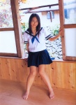 barefoot costume isoyama_sayaka miniskirt pleated_skirt sailor_uniform school_uniform skirt soft rating:Safe score:1 user:nil!