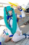 aka aqua_hair cosplay detached_sleeves dress hatsune_miku headset miracle_paint_(vocaloid) paintbrush single_thighhigh thighhighs twintails vocaloid rating:Safe score:1 user:nil!