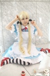 apron blonde_hair cosplay dress hairbows k-on! kotobuki_tsumugi marui_mizutama petticoat thighhighs twintails rating:Safe score:0 user:pixymisa