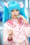 aqua_hair cosplay hatsune_miku lollipop lots_of_laugh_(vocaloid) sailor_uniform school_uniform twintails vocaloid yuki_ringo rating:Safe score:0 user:nil!