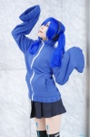 blue_hair cosplay ene headphones kagerou_project mashiro_ayaki pantyhose pleated_skirt print_legwear sheer_legwear skirt thighhighs track_jacket twintails zettai_ryouiki rating:Safe score:0 user:nil!