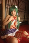 bound cosplay green_hair hanamura_misaki kochiya_sanae miko rope skirt socks touhou touhou_kinbauchou rating:Questionable score:0 user:nil!