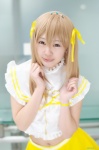 blonde_hair blouse cosplay croptop hair_ribbons kunikida_hanamaru love_live!_school_idol_project love_live!_sunshine!! mifuyu_(ii) miniskirt skirt rating:Safe score:0 user:nil!
