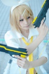 blonde_hair blouse cosplay gun hairbow kagamine_rin shorts souki_ryou tagme_song tie vocaloid rating:Safe score:1 user:nil!