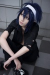 blue_hair cosplay headband hotsuma houtou_singi open_clothes yura_furube rating:Safe score:3 user:Log