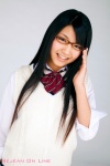 blouse glasses nagai_rina pleated_skirt school_uniform skirt sweater_vest rating:Safe score:1 user:nil!