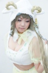 blonde_hair cleavage cosplay croptop hood horns kaieda_kae miniskirt original ribbons skirt twin_braids rating:Safe score:1 user:pixymisa