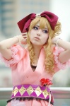 ayame_(pop'n) blonde_hair cosplay dress fuyu_tsugu hairbow pop'n_music rating:Safe score:1 user:nil!