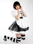 apron costume moe-boo namada striped thighhighs waitress waitress_uniform zettai_ryouiki rating:Safe score:1 user:nil!