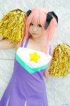 cheerleader_uniform cosplay dress hair_ribbons kobayakawa_yutaka lucky_star pink_hair pom_poms saori twintails rating:Safe score:0 user:nil!