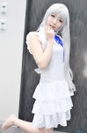 ano_hi_mita_hana_no_namae_wo_bokutachi_wa_mada_shiranai barefoot cosplay dress honma_meiko shigu silver_hair rating:Safe score:1 user:nil!