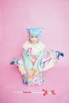 animal_ears aqua_hair cat_ears cosplay ely elysion shinon_(sao) sword_art_online yukata rating:Safe score:0 user:nil!