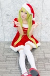 dress green_hair hair_clips santa_costume stocking_cap thighhighs yae_maiko zettai_ryouiki rating:Safe score:1 user:pixymisa