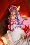 amatsuka_miyu bed cosplay night_cap nightgown patchouli_knowledge purple_hair robe thighhighs touhou rating:Safe score:1 user:nil!