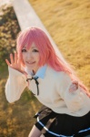 blouse cardigan cosplay hoshino_kana kuroko_no_basuke momoi_satsuki pink_hair pleated_skirt ribbon_tie school_uniform skirt rating:Safe score:0 user:pixymisa