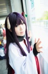 cosplay hakama_skirt haori horns inu_boku_secret_service purple_eyes purple_hair shii shirakiin_ririchiyo rating:Safe score:0 user:pixymisa