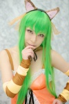 animal_ears cat_ears cc code_geass cosplay detached_sleeves green_hair lingerie miyako_rio striped rating:Safe score:0 user:pixymisa