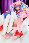 amatsuka_miyu boots cosplay glasses hat one-piece_swimsuit patchouli_knowledge purple_hair robe swimsuit thighhighs touhou rating:Safe score:1 user:nil!