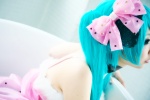 aqua_hair bathroom bathtub choker cosplay dress hairband hatsune_miku momoiro_reku tagme_song twintails vocaloid rating:Safe score:1 user:nil!