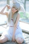 animal_ears bakemonogatari cat_ears cosplay dress hanekawa_tsubasa mikiko silver_hair rating:Safe score:0 user:nil!