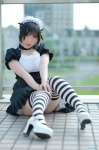 apron choker cleavage cosplay cyborg_nene dress hairband maid maid_uniform original striped thighhighs zettai_ryouiki rating:Safe score:0 user:nil!