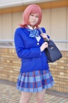 ahota blazer blouse bookbag cosplay love_live!_school_idol_project nishikino_maki pleated_skirt red_hair school_uniform skirt rating:Safe score:0 user:nil!