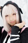 backpack cosplay hoodie nanami_chiaki pink_eyes ribbon_tie super_dangan-ronpa_2 takanashi_maui white_hair rating:Safe score:0 user:pixymisa