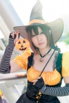 corset cosplay detached_sleeves dress narihara_riku necklace original pumpkin wand witch witch_hat rating:Safe score:0 user:pixymisa