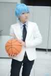 basketball blazer blue_eyes blue_hair cosplay crossplay kuroko_no_basuke kuroko_tetsuya sakurai_yuuto shirt tie trousers rating:Safe score:0 user:pixymisa