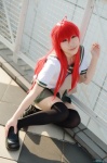 ahoge cosplay miniskirt red_hair sailor_uniform saki school_uniform shakugan_no_shana shana skirt thighhighs zettai_ryouiki rating:Safe score:1 user:nil!