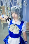 apron cosplay dress hairband izayoi_sakuya knives maid maid_uniform maropapi silver_hair touhou twin_braids rating:Safe score:0 user:nil!