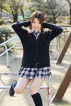 blouse cardigan dgc_1034 kneesocks oda_yukari pleated_skirt school_uniform skirt tie rating:Safe score:1 user:nil!