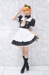 apron blouse cosplay hairbow hoshizora_rin kneesocks love_live!_school_idol_project maid maid_uniform miniskirt nagisa_mark-02 orange_hair skirt skirt_lift rating:Safe score:1 user:nil!
