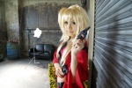 blonde_hair cosplay croptop gintama gun kijima_matako long_sleeves midriff miniskirt morimura_pinku pistol skirt rating:Safe score:0 user:nil!