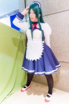 apron black_legwear cosplay green_hair hairband kaoru_sato maid maid_uniform pantyhose ribbon_tie suzumiya_haruhi_no_yuuutsu tsuruya rating:Safe score:0 user:pixymisa