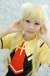 air blonde_hair blouse cosplay hairbow jumper kamio_misuzu merino_moko ponytail school_uniform tie rating:Safe score:1 user:nil!
