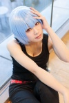 ayanami_rei blue_hair cosplay neon_genesis_evangelion nigoh red_eyes tank_top trousers rating:Safe score:0 user:pixymisa