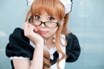 apron cosplay glasses hairband maid maid_uniform original red_hair yuuna_(iii) rating:Safe score:0 user:pixymisa