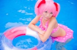 bikini_top cleavage cosplay hair_ribbons inner_tube kaname_madoka mashiro_yuki miniskirt pink_hair pool puella_magi_madoka_magica skirt swimsuit twintails wet rating:Safe score:1 user:nil!