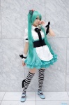apron aqua_hair cosplay dress forgotten_alice_(vocaloid) hatsune_miku hizuki_yuuki maid maid_uniform striped thighhighs twintails vocaloid zettai_ryouiki rating:Safe score:1 user:nil!