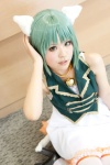 animal_ears bell cat_ears cosplay dress green_hair gumi o-sui tail thighhighs vest vocaloid rating:Safe score:2 user:pixymisa