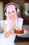 apron arai_yomi cosplay headphones nearly_naked_apron nitro_super_sonic pink_hair soniko_nuija_imashita super_soniko rating:Safe score:1 user:nil!