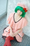 beret cosplay dress green_hair macross macross_frontier pantyhose ranka_lee tatsuki_(ii) rating:Safe score:2 user:nil!