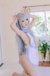 ahoge apron cosplay haiyore!_nyaruko-san kurasaka_kururu naked_apron nyaruko silver_hair rating:Safe score:5 user:nil!