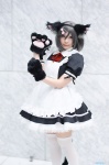 animal_ears apron cat_ears cosplay dress maid maid_uniform original paw_gloves silver_hair thighhighs white_legwear yuzuki_aya_(ii) zettai_ryouiki rating:Safe score:0 user:nil!