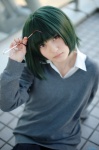 blouse cosplay glasses green_hair hina hori-san_to_miyamura-kun kouno_sakura pleated_skirt school_uniform skirt sweater rating:Safe score:1 user:nil!