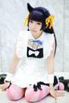 animal_ears apron asae_ayato cat_ears collar cosplay cuffs gokou_ruri hair_ribbons maid maid_uniform ore_no_imouto_ga_konna_ni_kawaii_wake_ga_nai ribbon_tie striped thighhighs rating:Safe score:1 user:pixymisa